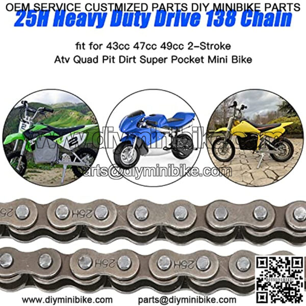 25H Drive Chain 138 Links for 33cc 47cc 49cc 2-Stroke Razor SX350 SX500 MX500 MX650 Cobra Cagllari CAG Goped Mini Chopper Dirt Super Pocket Bike ATV Quad Electric Scooter Kid Mini Moto Parts - Image 4