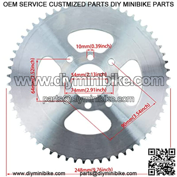 40/41/ 420 Chain 60T Tooth 2-1/8" Bore 8 Hole Rear Wheel Drive Sprocket with Master Link for Go Kart Cart Mini Bike Parts - Image 2