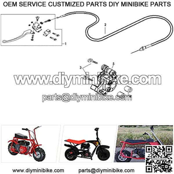 61" 155cm Brake Cable for 97cc 2.8Hp Baja Doodle Bug DB30 Blitz Dirt Bug Racer Coleman Ct100U CC100X Motovox MBX10 MBX11 Monster Moto Mega Moto 1000w Powersports Mini Bike Parts - Image 4