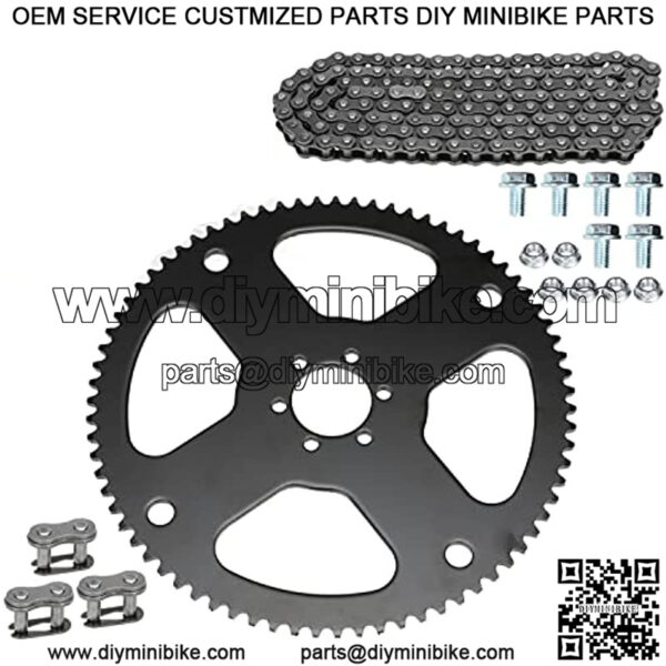 75 Tooth #35 Chian Rear Wheel Driven Sprockt with 140L Chain Master Link for Motovox Mbx10 MBX11 Coleman CT100U Trail 100 Baja Doodle Bug DB30 RT100 MM-B80 Mini Bike CK100 SK100 Go Kart Parts