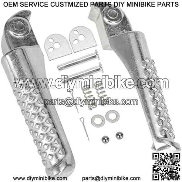 Foot Pegs Footrest Bracket Set Assembly for Coleman BT200X CT200U Trail 200 CT200U-EX CT100u Trail 100 196cc 6.5hp Powersports Motor Mini Bike Left Right Silver 2 pack Parts - Image 5