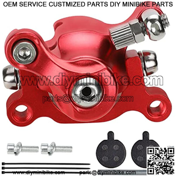 High Performance Aluminum Rear Brake Caliper Pads for Motovox MBX10 MBX11 DB30 97cc 2.8hp Coleman CT100U CC100X MM-B80 Mini Bike 47 49cc Mini ATV Scooter Dirt Pocket Bike Go Kart Kit Red