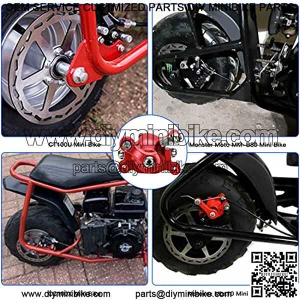 High Performance Aluminum Rear Brake Caliper Pads for Motovox MBX10 MBX11 DB30 97cc 2.8hp Coleman CT100U CC100X MM-B80 Mini Bike 47 49cc Mini ATV Scooter Dirt Pocket Bike Go Kart Kit Red - Image 2