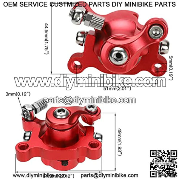 High Performance Aluminum Rear Brake Caliper Pads for Motovox MBX10 MBX11 DB30 97cc 2.8hp Coleman CT100U CC100X MM-B80 Mini Bike 47 49cc Mini ATV Scooter Dirt Pocket Bike Go Kart Kit Red - Image 3