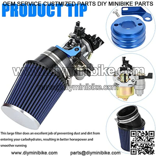 Racing High Performance Carburetor Carb Air Filter Adapter Main Jet Kit for Predator 212cc 196cc 6.5hp Engine Coleman CT200U CT200U-EX BT200X GX160 Baja Hammerhead Mini Bike Go Kart Blue Parts - Image 4