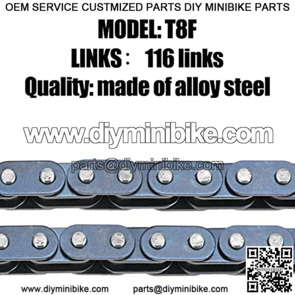 T8F Drive Chain 116 Links for 43cc 47cc 49cc 2-Stroke SSR SX50 Holeshot Coolster SYX Goped MotoTec APC Mini Chopper Super Pocket Dirt Bike 4 Wheeler ATV Quad Scooter Kid Mini Moto Heavy Duty - Image 4