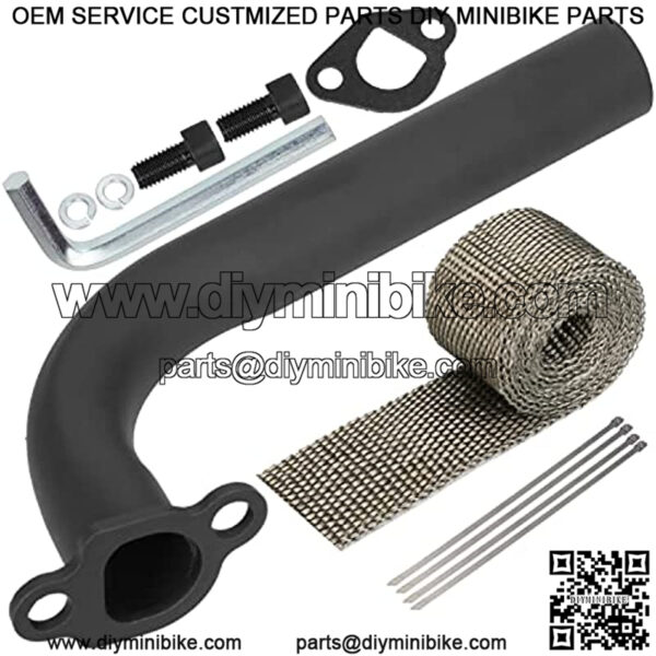 Upgraded Header Exhaust Pipe Heat Shield Tape for Hemi Predator 212cc GX160 GX200 Coleman CT200U BT200X KT196 Baja Massimo MB200 Hammerhead 196cc 6.5hp Mini Bike Go Kart Small Engine Black Part