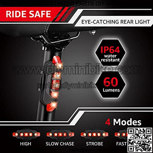 1200 Lumen Bike Lights for Night Riding, USB Rechargeable 6 Modes Bike Headlight Set Bicycle Lights Front and Rear IP65 Led Bike Light Waterproof Bicycle Accessories for Cycling Road Mountain - Image 3