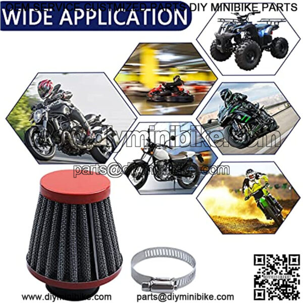 35mm Air Filter Compatible with Mini Dirt Bike 50cc 70cc 80cc 90cc 110cc 125cc Taotao Sunl Baja Roketa Honda Yamaha Kawasaki CRF Suziki ATV Dune 4 Wheeler Quad Pit Bike, 35mm Motorcycle Air Filter-Red - Image 2