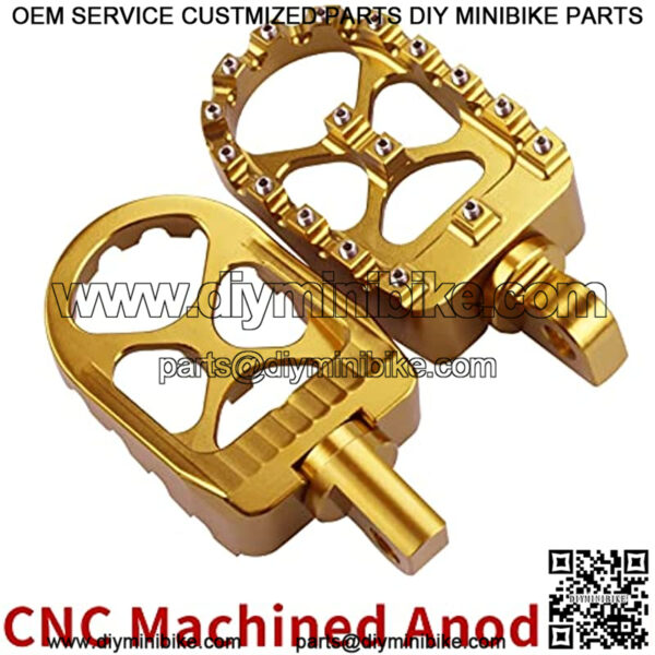 360?? Roating Foot Pegs CNC Wide footpeg MX Bobber & Chopper Style Compatible with harley Dyna Sportster Fatboy Iron 883, Motorcycle Footpegs Gold - Image 2