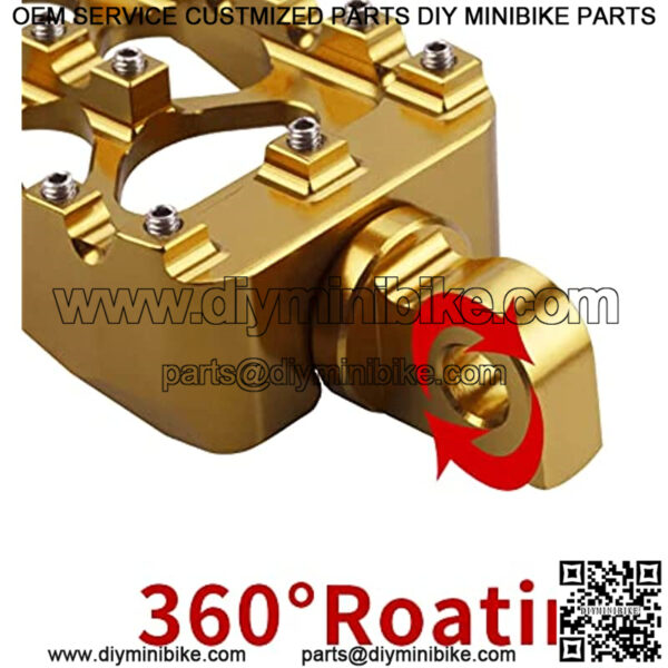 360?? Roating Foot Pegs CNC Wide footpeg MX Bobber & Chopper Style Compatible with harley Dyna Sportster Fatboy Iron 883, Motorcycle Footpegs Gold - Image 4