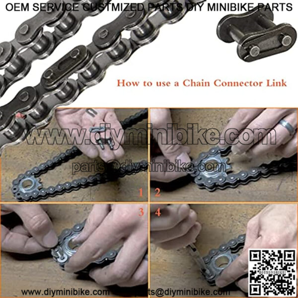 420 Motorcycle Chain 420 Standard Roller Chain 132 Link, 420 Drive Chain for TaoTao 110 125cc Dirt Pit Bike ATV Quad Go Kart Scooter Mini Bike (Whit Chain Breaker +0.4" Chain Axle Adjuster) - Image 4