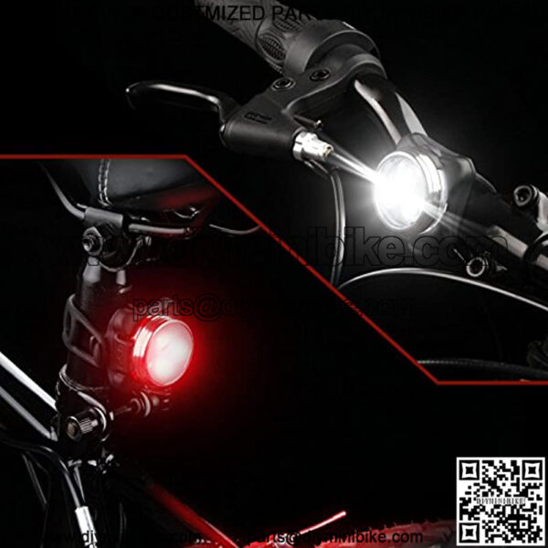 USB Rechargeable Bike Light Set,Super Bright Front Headlight and Rear LED Bicycle Light,650mah Lithium Battery,4 Light Mode Options(2 USB Cables and 4 Strap Included) - Image 5