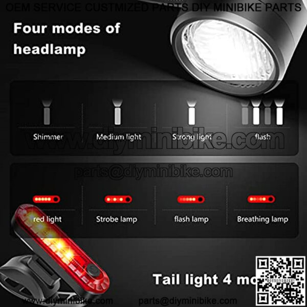 Bike Lights Front and Back,Ultra Bright USB Rechargeable Bike Light Set Powerful ,600 Lumens 4 Modes Waterproof Bike Headlight Taillight for Cycling Road Mountain - Image 3