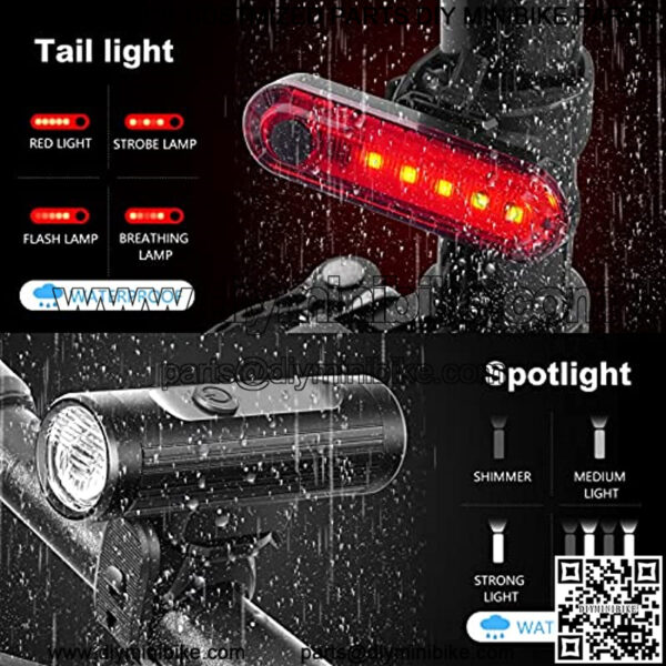 Bike Lights Front and Back,Ultra Bright USB Rechargeable Bike Light Set Powerful ,600 Lumens 4 Modes Waterproof Bike Headlight Taillight for Cycling Road Mountain - Image 4