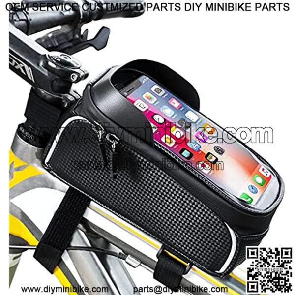 Bike Phone Front Frame Bag, Waterproof Bike Phone Mount Bag, Bicycle Bag Bike Accessories for Adult Bikes, Cycling Pouch Compatible with iPhone 11 XS Max XR Fit 6.5??