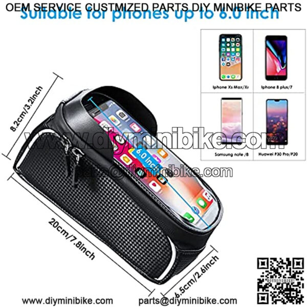 Bike Phone Front Frame Bag, Waterproof Bike Phone Mount Bag, Bicycle Bag Bike Accessories for Adult Bikes, Cycling Pouch Compatible with iPhone 11 XS Max XR Fit 6.5?? - Image 2