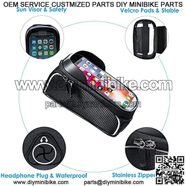 Bike Phone Front Frame Bag, Waterproof Bike Phone Mount Bag, Bicycle Bag Bike Accessories for Adult Bikes, Cycling Pouch Compatible with iPhone 11 XS Max XR Fit 6.5?? - Image 3