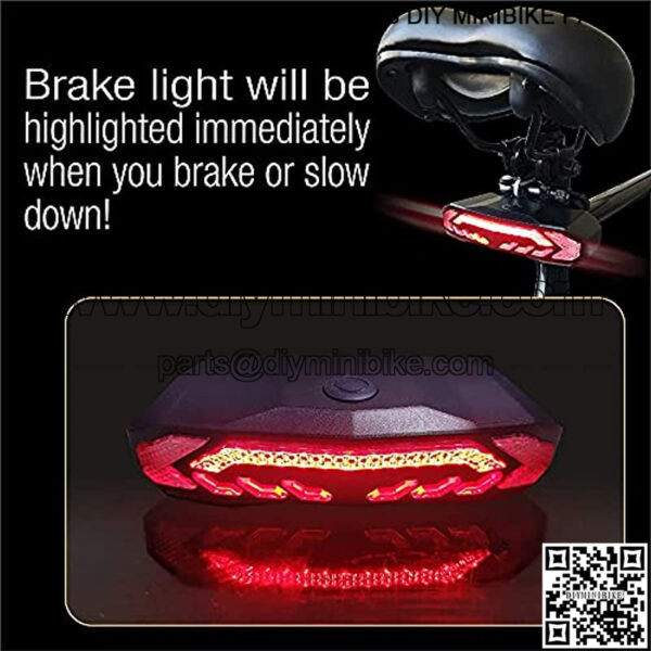 Bike Tail Light with Turn Signals,Bike Alarm Anti-Theft Tail Light with Brake Light Remote Control Auto On/Off Rechargeable Waterproof Rear Bike Light with Bike Horn - Image 4