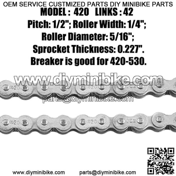 420 Jackshaft Chain 42Link+ Chain Breaker, fit for BT200X CT200U Trail 200 CT200U-EX Baja TrailMaster Warrior Heat MASSIMO MB165 MB200 196cc 6.5hp Powersports Mini Bike Part - Image 2