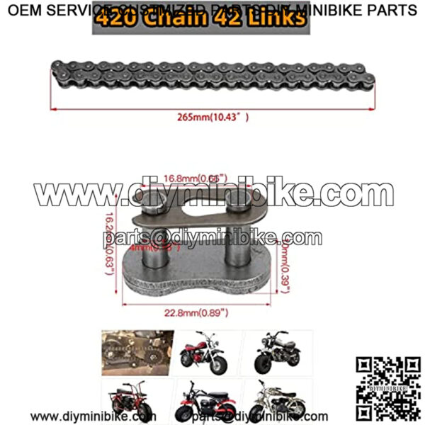 Mini Bike 420 Chain Fit Ct200u Ct200u-ex Bt200x Accessories Front and Rear Drive Chains Chain Adjuste(42 Link+90 Link) - Image 4