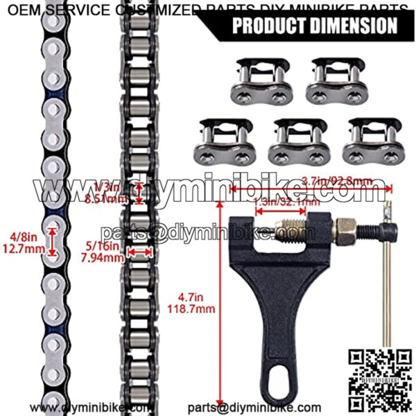 428H Motorcycle Chain 122 Link Heavy Duty Drive Chain with Free Chain Breaker 5 Connecting Master Link for 110cc 125cc 150cc 200cc Dirt Pit Bike ATV Quad Go Kart Mini Bike - Image 3