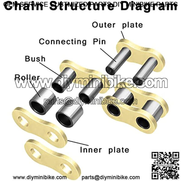 Gold 420 Motorcycle Chain 132 Link Standard Roller Chain with Free Chain Breaker 5 Connecting Master Link for 110cc 125cc Dirt Pit Bike ATV Quad Go Kart Mini Bike - Image 4