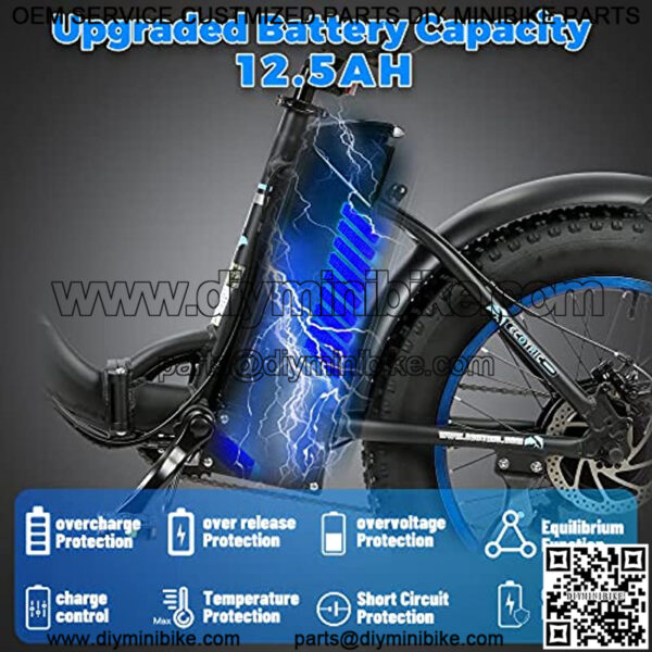 20" Powerful 500W Folding Electric Bicycle Fat Tire Alloy Frame 36V/12.5AH Lithium Battery Ebike Rear Motor LED Display (Black/White) - Image 3