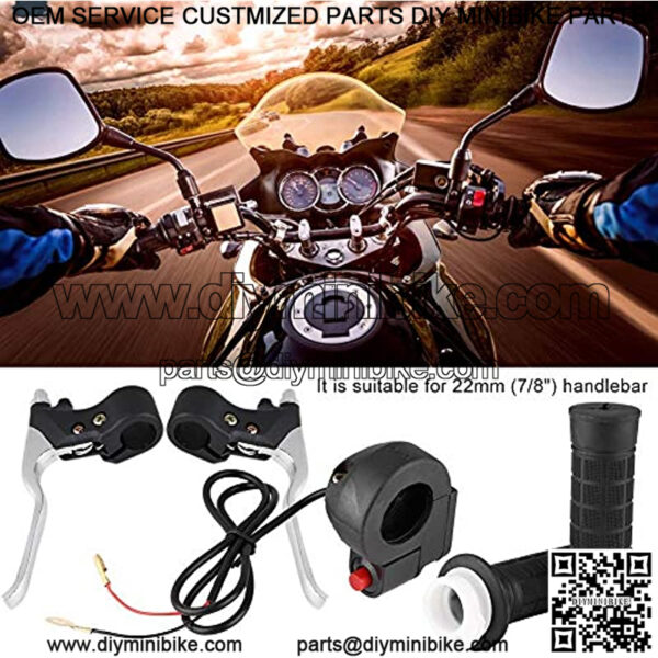 Handle Grips, Kill on/Off Switch Throttle Brake Levers Kit for Pocket Bike Mini Motorcycle ABS and Aluminum Alloy Material