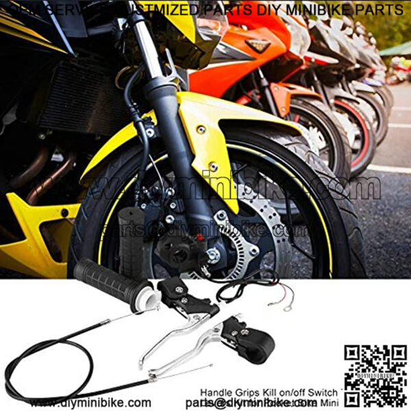 Handle Grips, Kill on/Off Switch Throttle Brake Levers Kit for Pocket Bike Mini Motorcycle ABS and Aluminum Alloy Material - Image 2