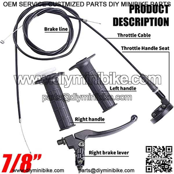 Throttle Handle+Right Brake Lever, Handle, Brake Cable, Throttle Cable Compatible with Mb165 Mb200 196cc 200cc 5.5hp 6.5hp Doodlebug Bike, XR80 XR100 CRF70 CRF80 CRF100 Pit Dirt Motor Bike Mini Bike - Image 4