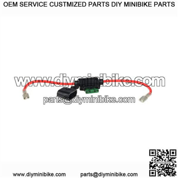 In-line 30 Amp ATM Blade Fuse Holder with Wire & 1/4" Battery Terminal Connectors