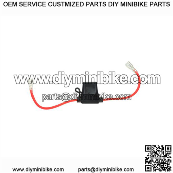 In-line 30 Amp ATM Blade Fuse Holder with Wire & 1/4" Battery Terminal Connectors - Image 2