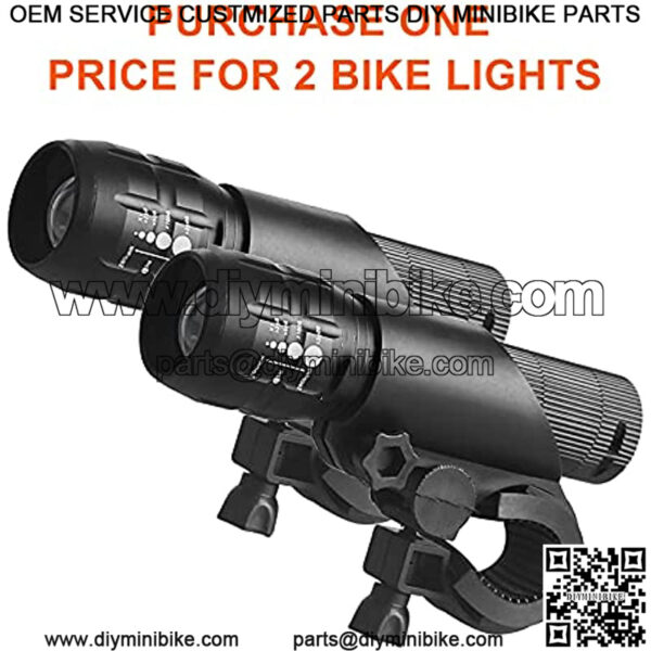 2 Packs Bike Light Set Super Bright Focus Adjustable Front Headlight and Rear LED Mountain Bicycle Light , Mount Included JB866 - Image 2