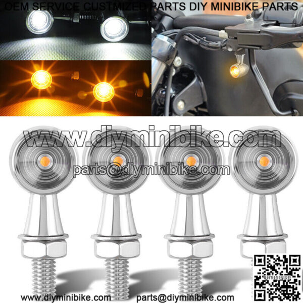 4X Mini Motorcycle LED Bullet Turn Signal Indicator Light For Bobber Cafe Racer