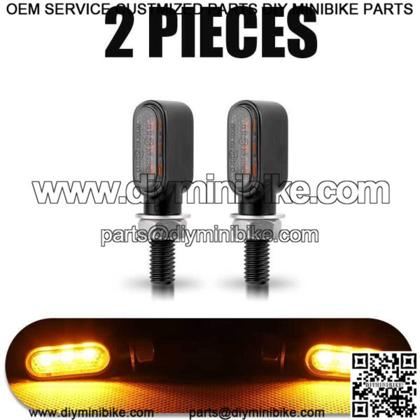 2x Black Mini Motorcycle LED Turn Signal Indicator Light Amber Blinker For Honda