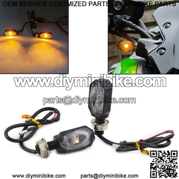 2pcs Mini Motorcycle LED Turn Signal Blinker Amber Light Indicator