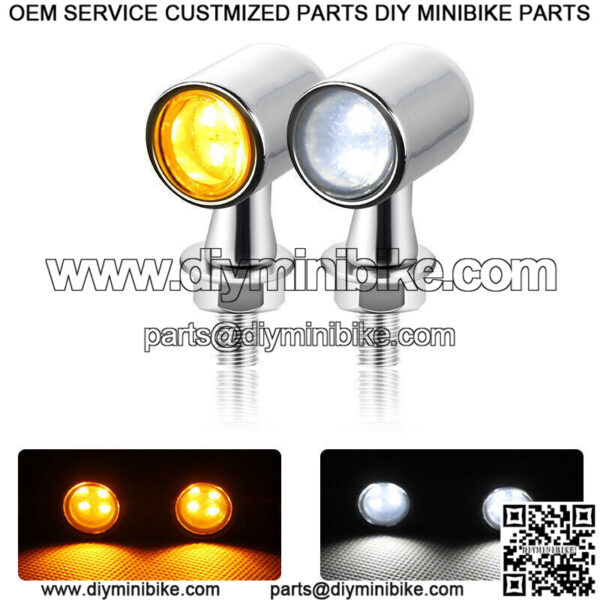 4x Chrome Motorcycle LED Mini Turn Signal Indicators Light Blinker Amber White - Image 4