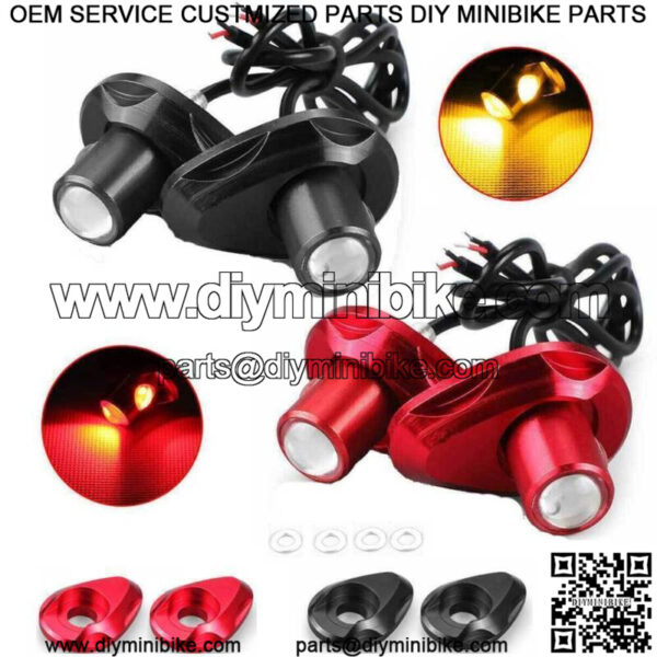 4X Mini LED Motorcycle Turn Signal Indicator License Plate Brake Light Amber Red