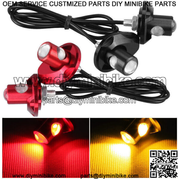 4X Mini LED Motorcycle Turn Signal Indicator License Plate Brake Light Amber Red - Image 3