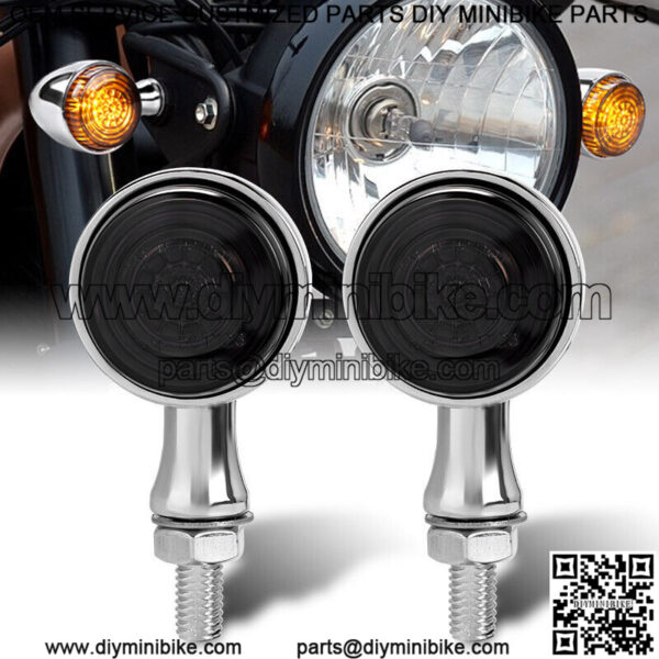 2x Chrome LED Motorcycle Bullet Turn Signal Blinker Light For Bobber Cafe Racer - Image 4