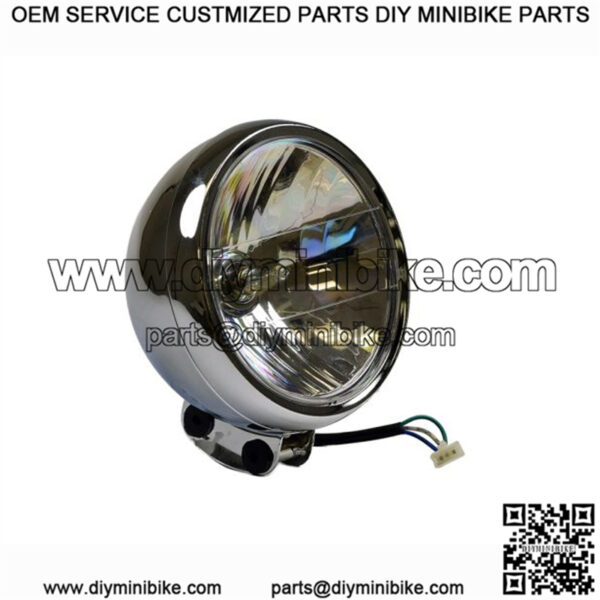 12 Volt Chrome Metal Headlight Assembly for the Baja Mini Bike MB200 with 3 Wires (MB200-149)