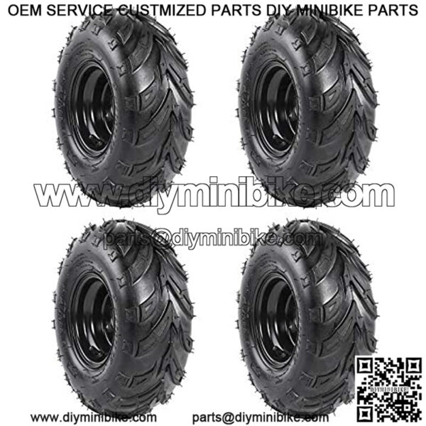 Pack of Four 145/70-6 Tires Wheels ATV Go-Kart Mini Bike Lawn Tubeless Tires