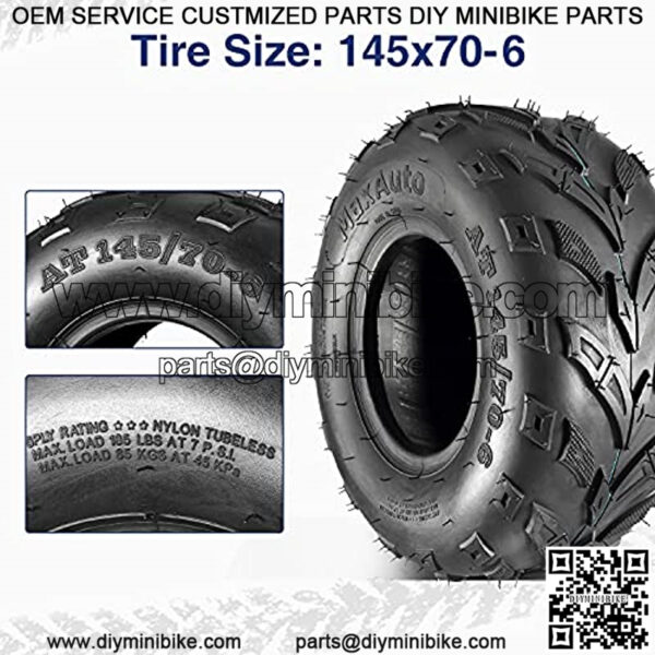 Pack of 4 Sport ATV Tires 145/70-6 145x70-6 Go-Kart, Mini Bike, ATV, Lawn Tires 145x70x6, 6PLY - Image 2