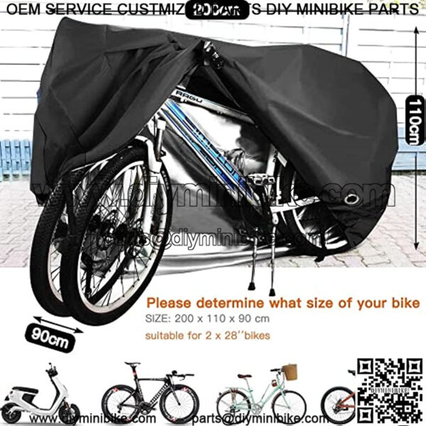 Bike Cover, Outdoor Storage Waterproof for 2 Bikes Heavy Duty 210D Oxford Fabric Rain Sun UV Protection Dustproof Waterproof Wind Proof with Lock Holes for Mountain Road Electric Bikes/Bicycles - Image 5