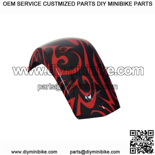 Black & Red Tribal Style Front Fender for the Motovox MBX11 Mini Bikes