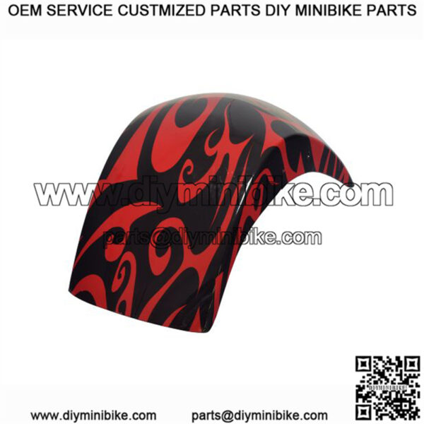 Black & Red Tribal Style Front Fender for the Motovox MBX11 Mini Bikes - Image 2