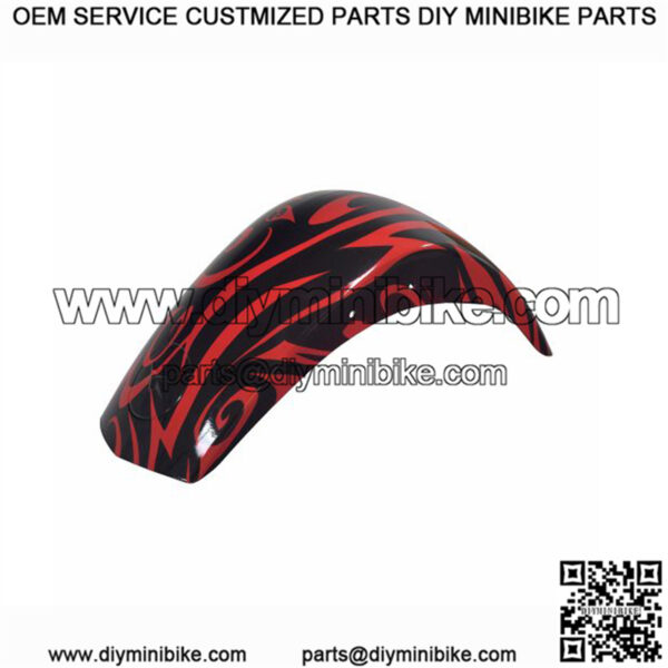 Black & Red Tribal Style Front Fender for the Motovox MBX11 Mini Bikes - Image 3