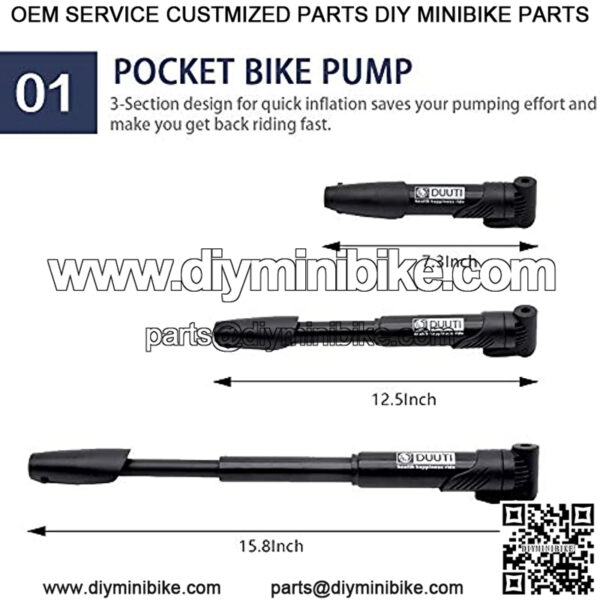 Mini Bike Pump Portable Nylon [Antic-Static ] with Bike Tool Bag, 120 PSI High Pressure Bicycle Air Pump Fits Presta & Schrader - No Valve Changing Needed, Mount Kits Included - Image 2