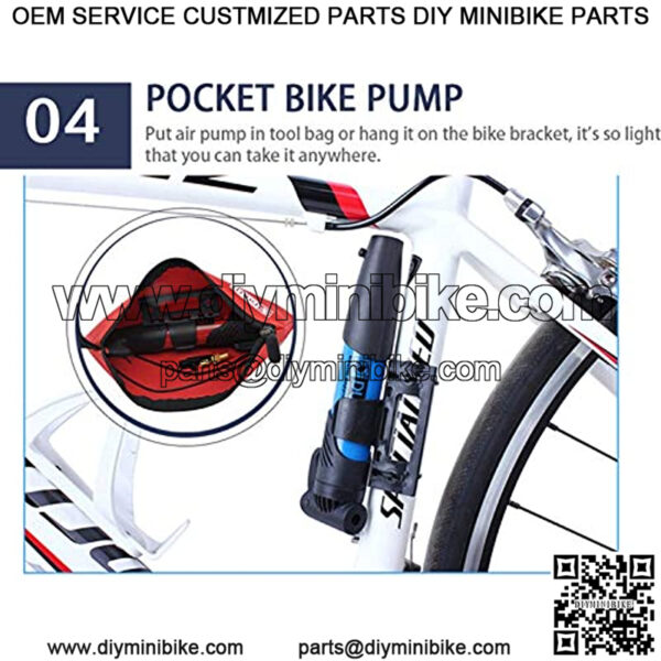 Mini Bike Pump Portable Nylon [Antic-Static ] with Bike Tool Bag, 120 PSI High Pressure Bicycle Air Pump Fits Presta & Schrader - No Valve Changing Needed, Mount Kits Included - Image 5